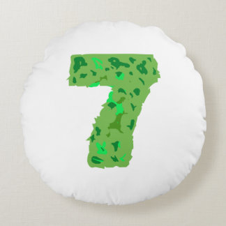 Number seven with camouflage color round cushion