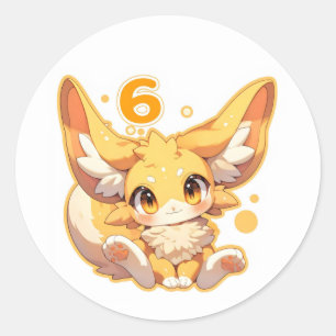 Number Six Anime Animal Cute Classic Round Sticker