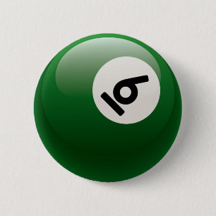 NUMBER SIX BILLIARDS BALL 6 CM ROUND BADGE