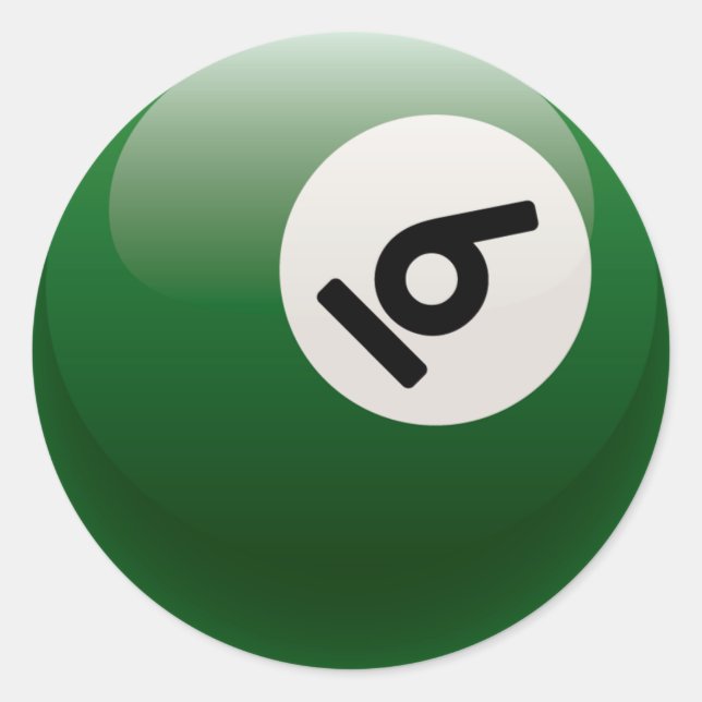 NUMBER SIX BILLIARDS BALL CLASSIC ROUND STICKER (Front)