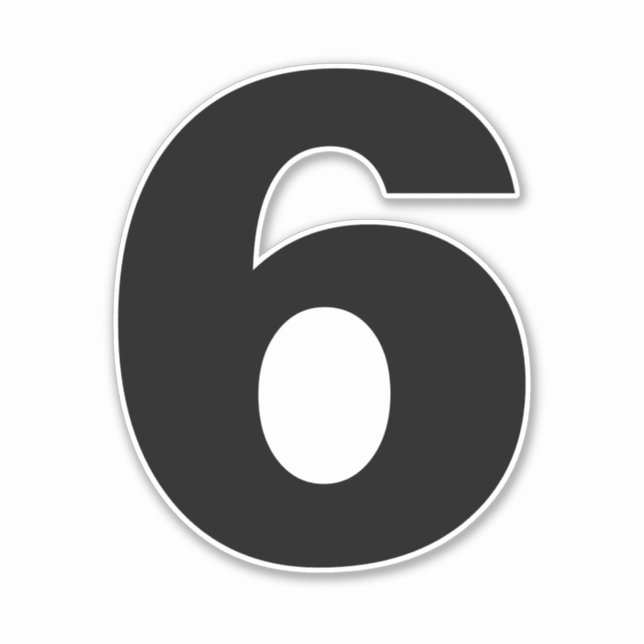 Number Six Black and White. Number 6 Sticker (Front)