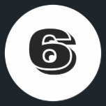 Number Six by Janz White Classic Round Sticker<br><div class="desc">Artistic Number Designs by Janz © 2008-2022 Jan Fitzgerald. All rights reserved. Graphic Design,  Artwork,  & Photography by Jan & Michael Fitzgerald.</div>