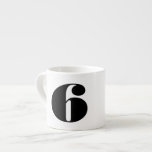 Number Six Espresso Cup<br><div class="desc">Number 6 espresso mug.Create a set of numbered espresso mugs for a vintage modern style display for your kitchen. Stack them or line them up on a shelf.</div>