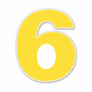 Number Six Gold and White Sticker