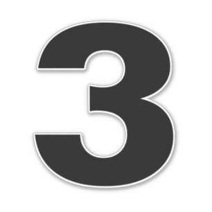Number Three Black and White Sticker
