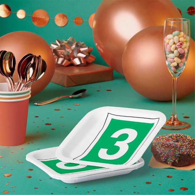 Number Three Paper Plate (Creator Uploaded)