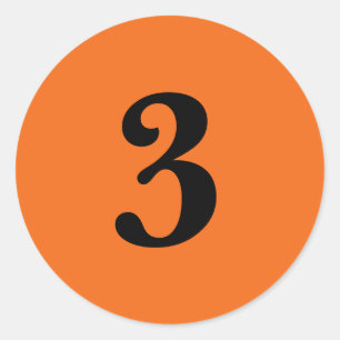 Number Three planning simple 3 orange black Classic Round Sticker