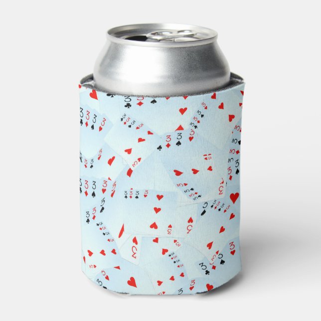 Number Threes Poker Cards Layered, Can Cooler (Can Front)