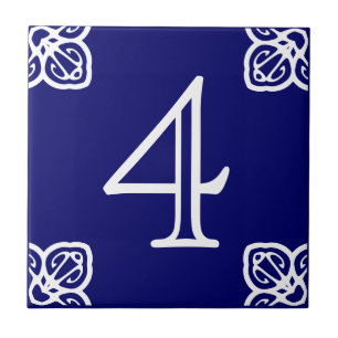 Number Tile - Spanish White on Blue