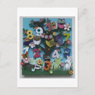 Number Tree with owls Postcard