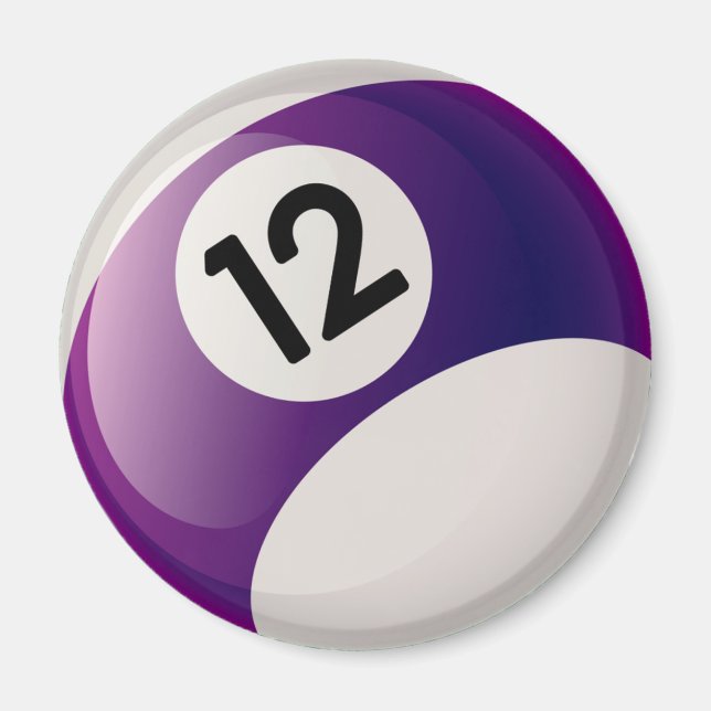 NUMBER TWELVE BILLIARDS BALL MAGNET (Front)