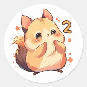 Number Two Anime Cute Squirrel Classic Round Sticker