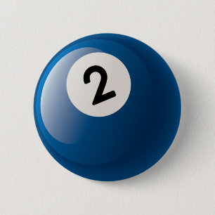 NUMBER TWO BILLIARDS BALL 6 CM ROUND BADGE