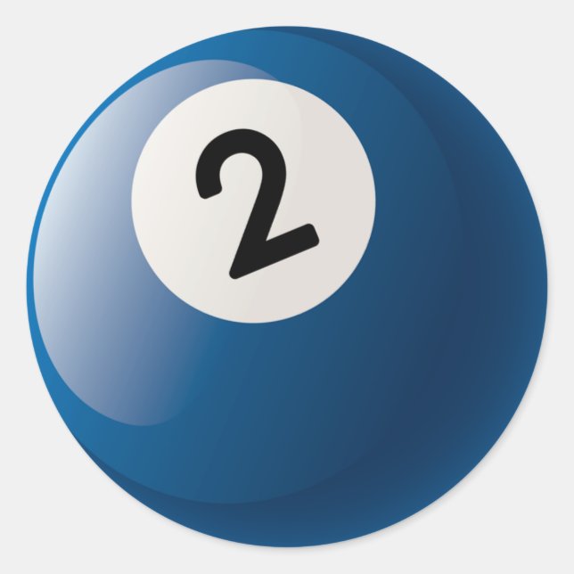 NUMBER TWO BILLIARDS BALL CLASSIC ROUND STICKER (Front)