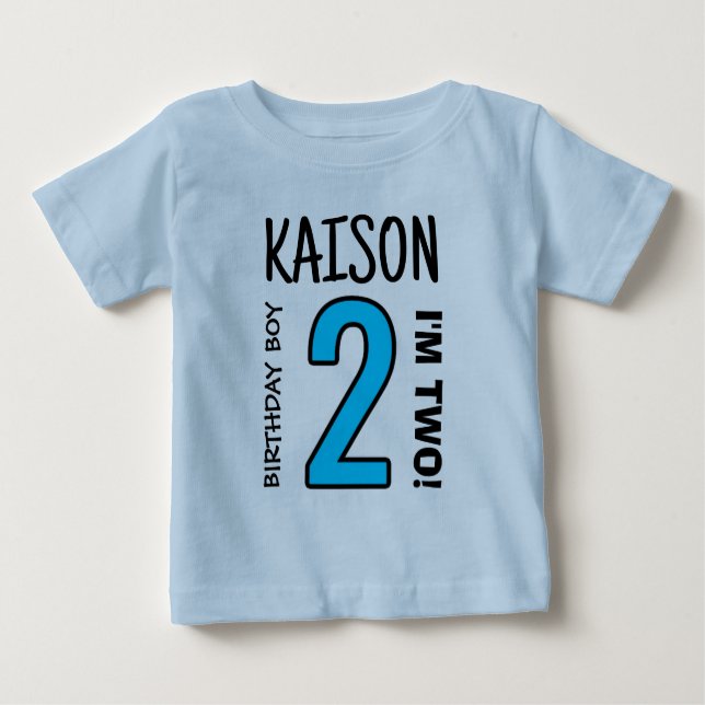Number Two Birthday Boy Baby T-Shirt (Front)