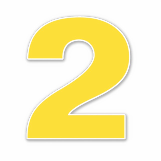 Number Two Gold and White Sticker (Front)