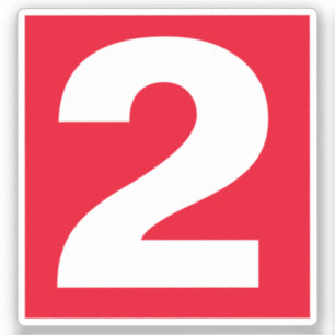 Number Two Red and White Sticker