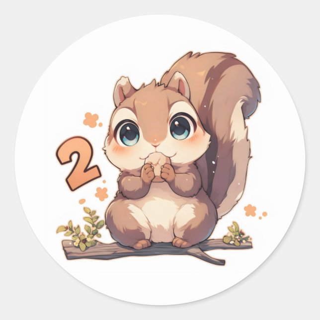 Number Two Squirrel Anime Classic Round Sticker (Front)
