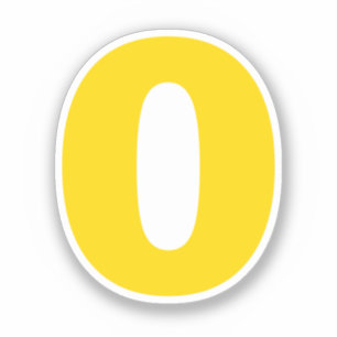 Number Zero Gold and White Sticker
