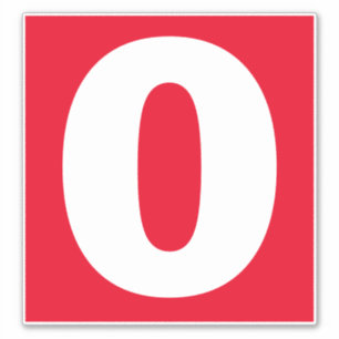 Number Zero Red and White Sticker