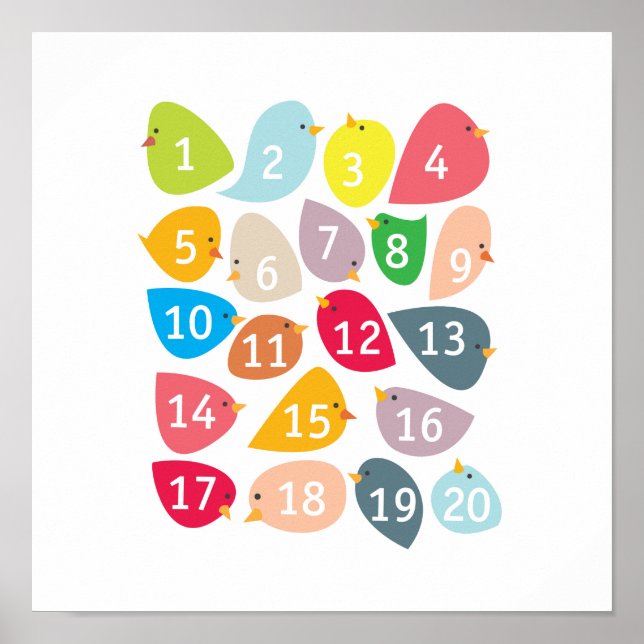Numberbirdies. Nursery Decor. Poster (Front)