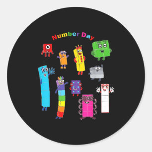 Numberblock number day funny happy numbers  classic round sticker