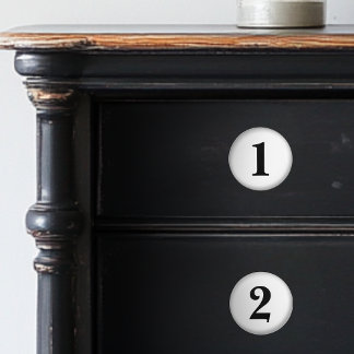 Numbered Black and White Ceramic Knobs