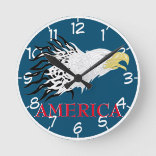 Numbered Screaming Eagle America - Round Clock