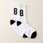 Numbered sports socks with custom jersey number<br><div class="desc">Numbered sports socks with custom jersey number. Sporty socks for men and women. Great for soccer, football, hockey, baseball, fitness, running, volleyball, tennis, athletics, softball, basketball etc . Make a lucky pair for boyfriend, girlfriend, husband, wife, son, daughter, team, league, co worker, friends, family etc. White sport socks with custom...</div>