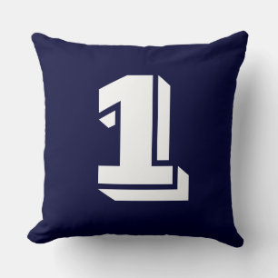 Numbered - White on Dark Blue Cushion