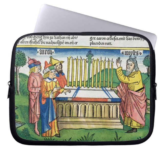 Numbers 17 1-11 Aaron's staff blooms on the altar, Laptop Sleeve (Front)