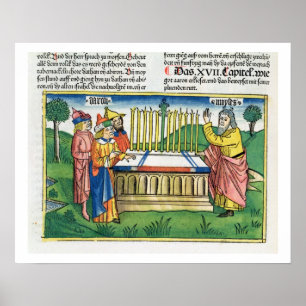 Numbers 17 1-11 Aaron's staff blooms on the altar, Poster