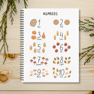 Numbers 1 - 10 in Fall Aesthetic Kids Notebook