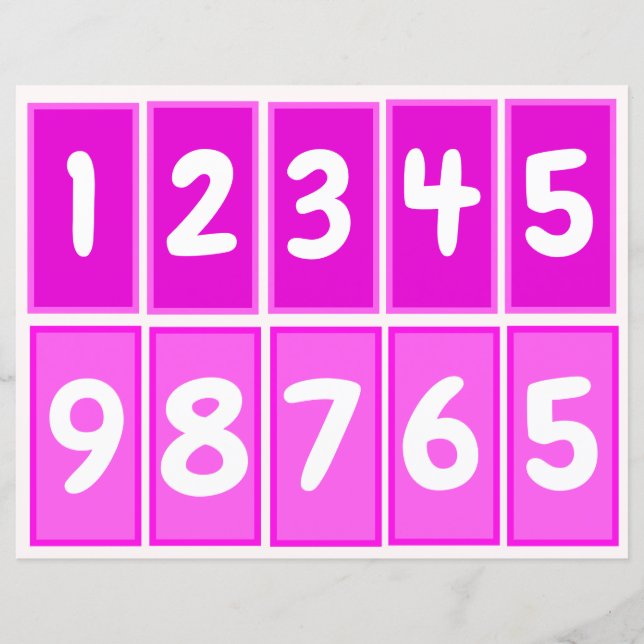 Numbers 1 to 9 to Practice Pairs of Tens (Pink) (Front)