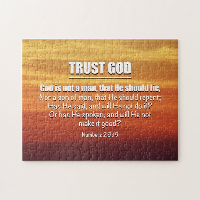 Numbers 23:19 TRUST GOD Christian Jigsaw Puzzle (Horizontal)