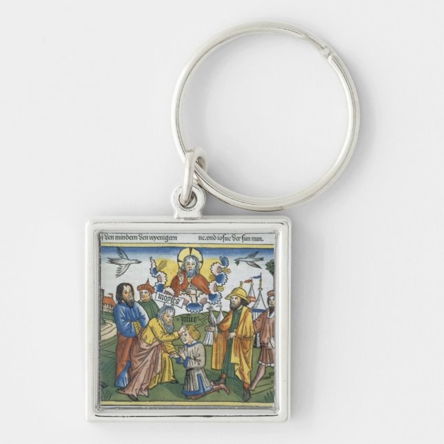 Numbers 27 18-23 Moses lays his hand upon Joshua, Key Ring (Front)