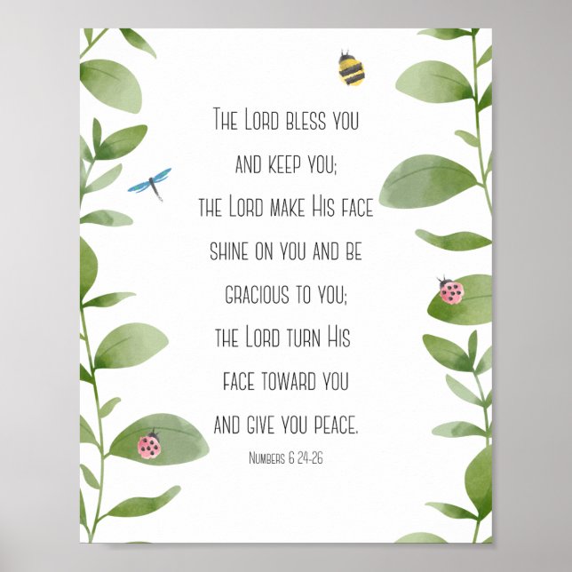 Numbers 6:24-26 Bible Verse Print (Front)
