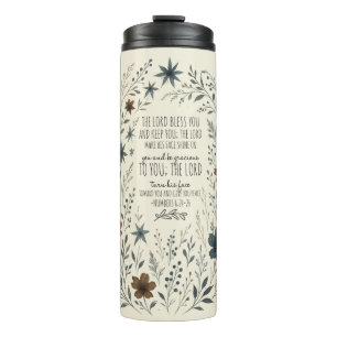 Numbers 6:24–26 Priestly Blessing Vintage Floral Thermal Tumbler