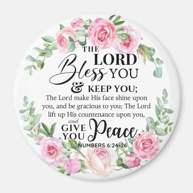 Numbers 6:24-26 The Lord Bless you Bible Rose Magnet (Front)