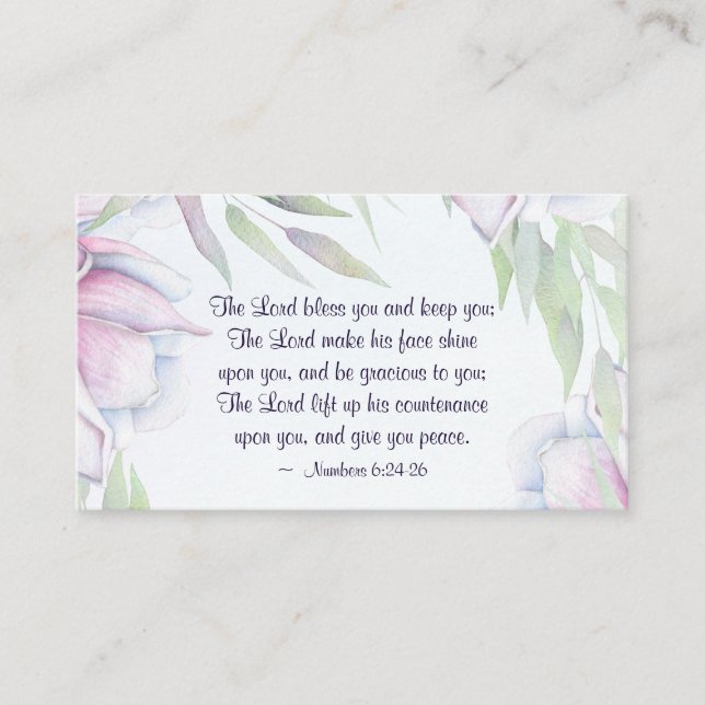 Numbers 6:24-26 The Lord Bless You, Bible Verse Business Card (Front)
