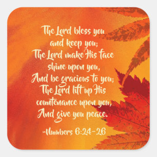 Numbers 6:24-26 The Lord Bless You, Fall Leaves Square Sticker