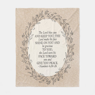 Numbers 6:24–26 The Lord Bless You Neutral Vintage Fleece Blanket