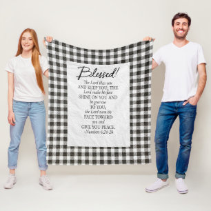 Numbers 6:24–26 The Lord Bless You Neutral Vintage Fleece Blanket