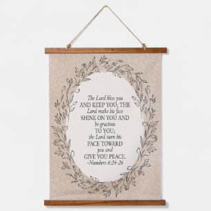 Numbers 6:24–26 The Lord Bless You Neutral Vintage Hanging Tapestry