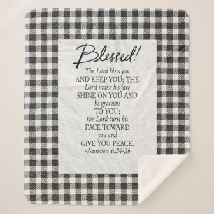 Numbers 6:24–26 The Lord Bless You Neutral Vintage Sherpa Blanket