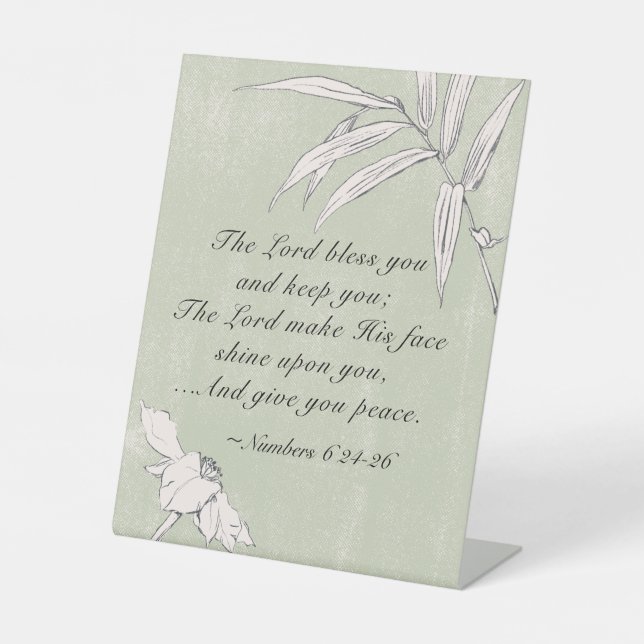 Numbers 6 24-26 The Lord Bless You Simple Floral Pedestal Sign (Front)