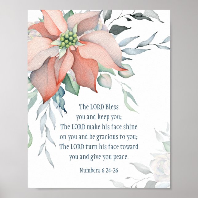 Numbers 6:24-26 The Lord Bless You Winter Floral Poster (Front)