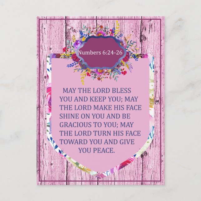 Numbers 6:24- The Lord's Blessing   Bible Verse Postcard (Front)