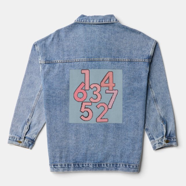 Numbers Aesthetic Minimalist Number Desi Denim Jacket (Back)