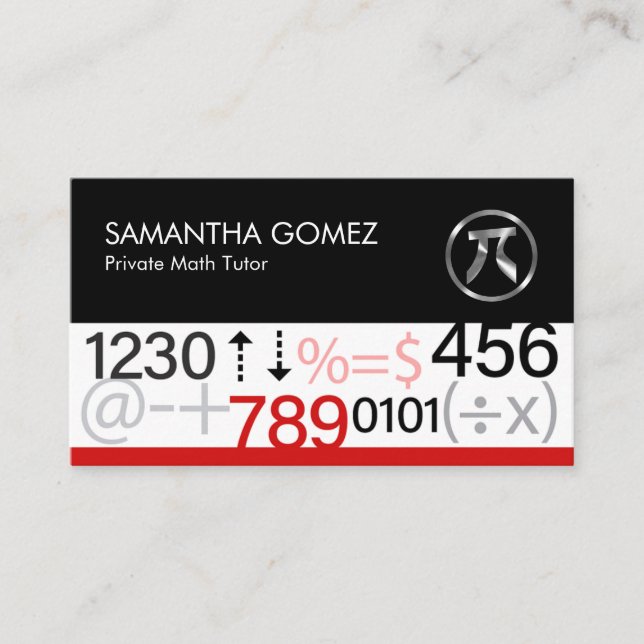 Numbers Algebra Calculus Math Symbols Business Card (Front)